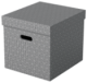 Lot de 3 boîtes de rangement/cadeau pour la maison, format cube, gris,image 1